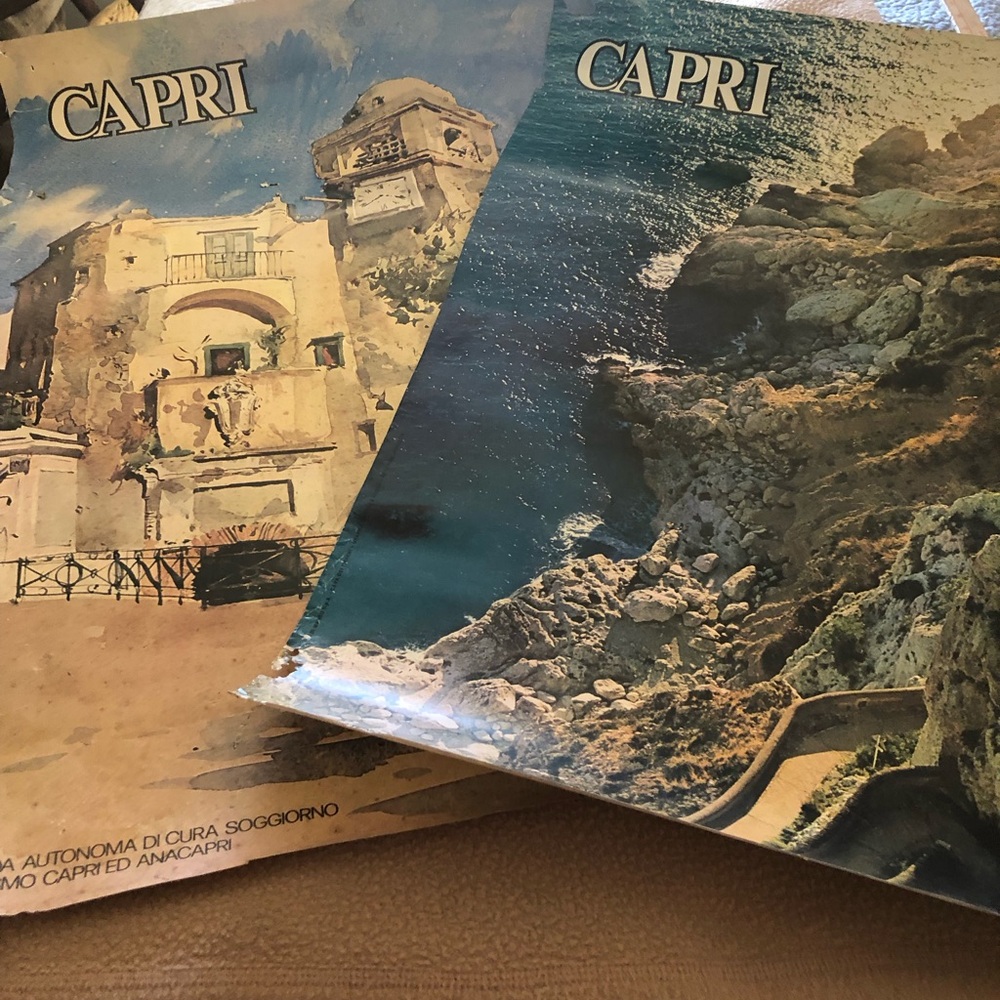 Vintage Lot of 2 Italian Island of Capri Poster - Used